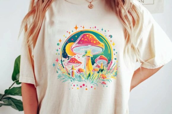 Cosmic Mushroom Design: Retro Aesthetic for Creative Projects