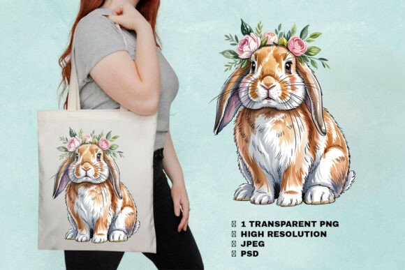 Cute Floral Bunny Spring T-Shirt Design: A Visual Asset for Seasonal Branding