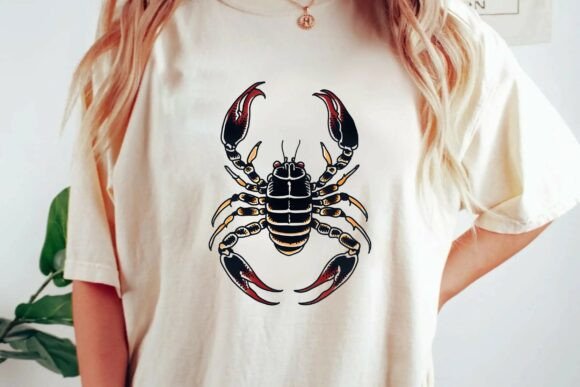 Dark Gothic Scorpion Graphic Symmetrical Arachnid T-Shirt Design