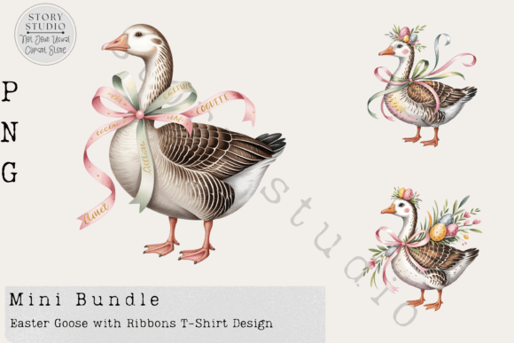 Easter Goose with Ribbons T-Shirt Design: A Charming Asset for Creative Projects