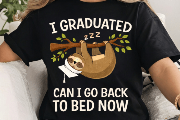 Graduation Humor: The Lazy Sloth PNG Design