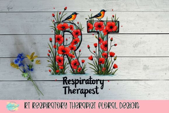 RT Respiratory Therapist Floral Design: A Visual Asset for Branding and Appreciation